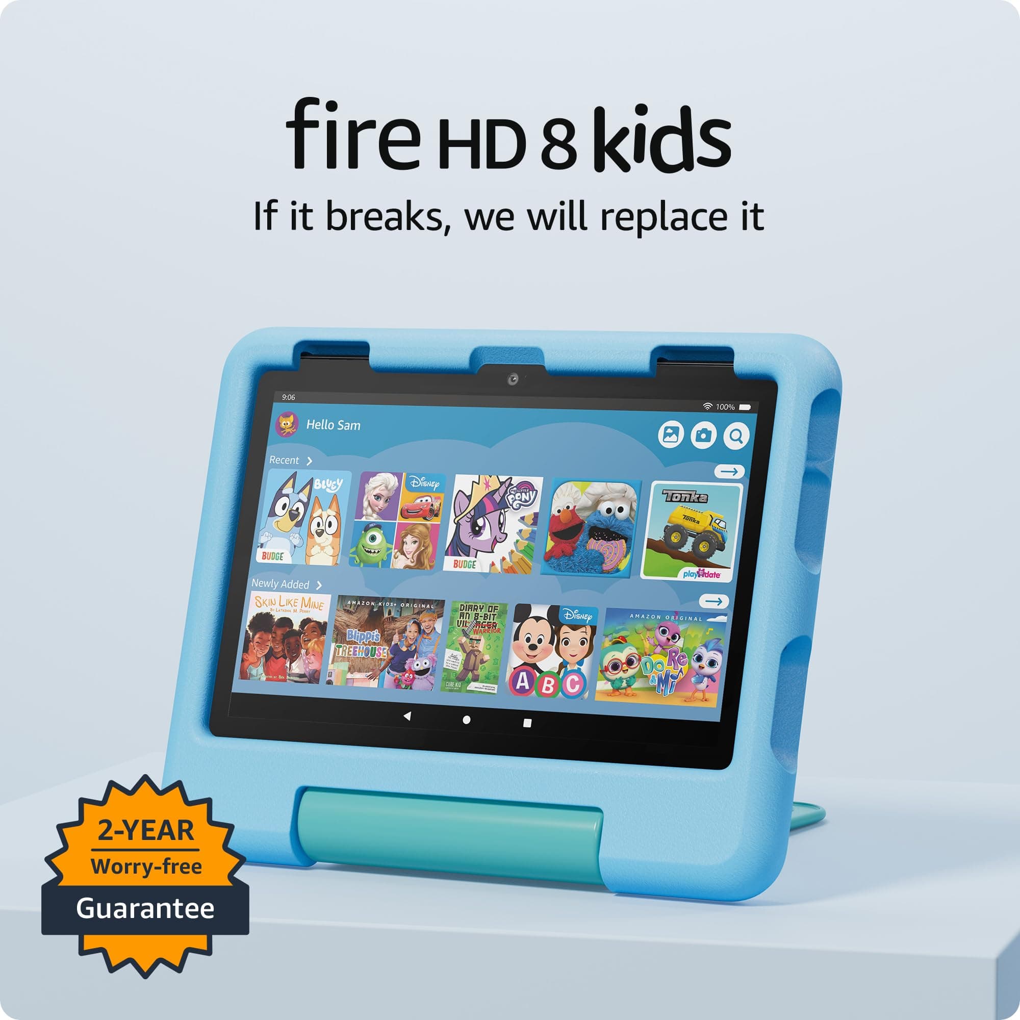 Fire HD 8 Kids tablet (newest model), ages 3-7. With bright 8" HD screen. Includes ad-free and exclusive content, parental controls and 13-hr battery, 32GB, Blue