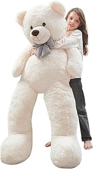 MorisMos Giant Teddy Bear Stuffed Animals Plush Toy White Teddy Bear for Girlfriend Kids (White, 55 Inch)