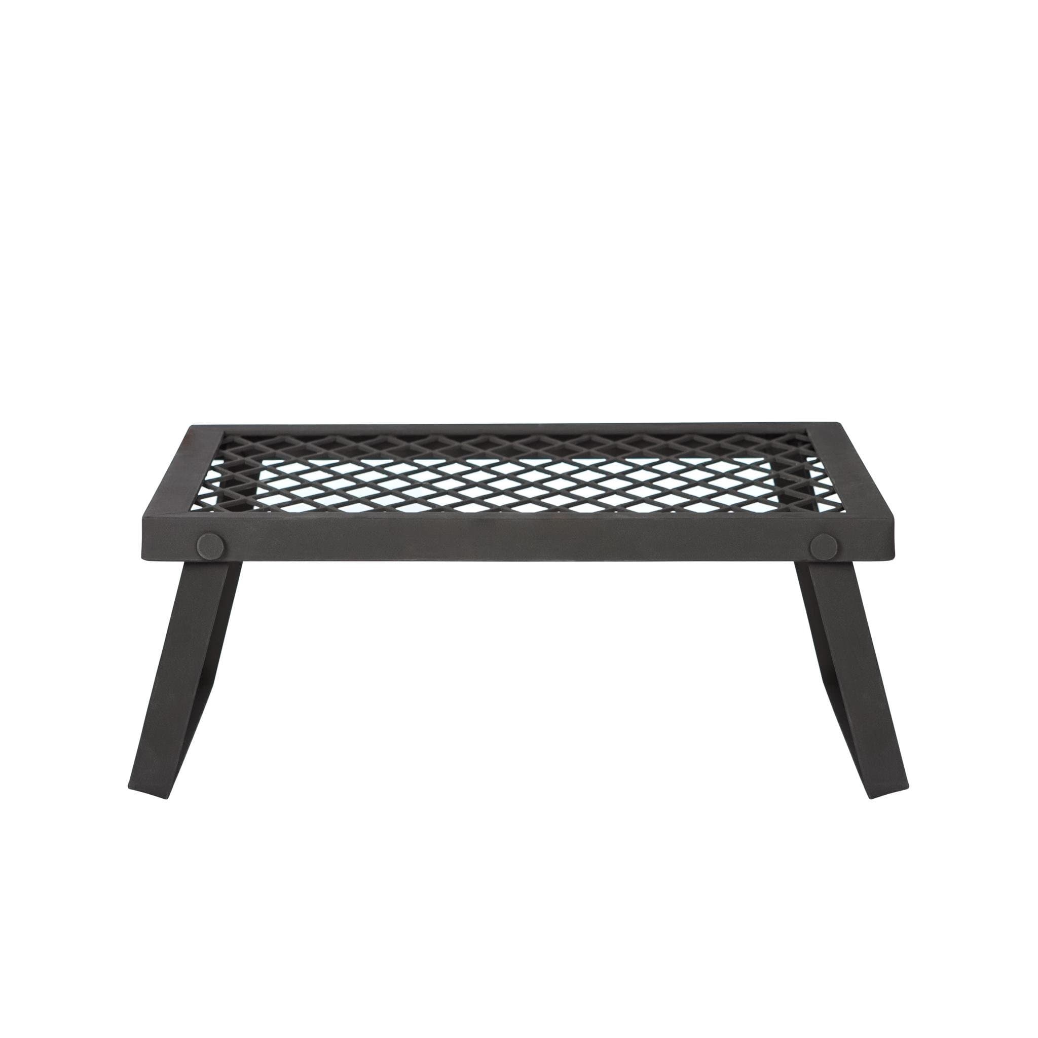 Amazon Basics Heavy-Duty Portable Camping Grill Grate for Outdoor Open Flame Cooking, Foldable, Sturdy, 15.9" x 12.2", Black