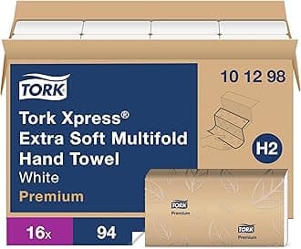 Tork Extra Soft Multifold Hand Towel White with Blue Leaf Print, Premium Qual...