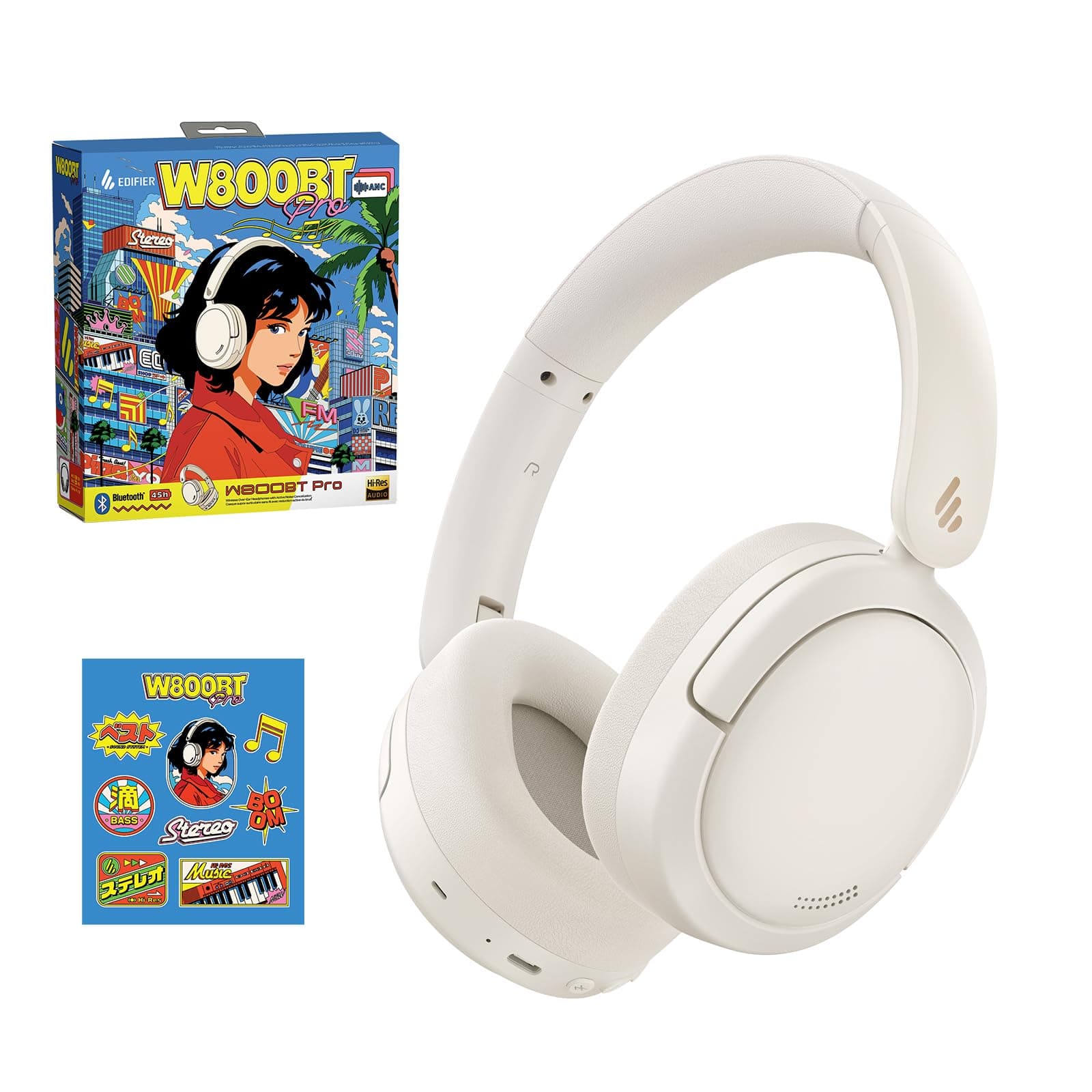 - Edifier W800BT Pro Gift Version Wireless Headphones, Active Noise Cancelling (Bluetooth 5.4/-44 dB Noise Reduction/Wired High Resolution), Multi-Point Compatible, Wired/Wireless, 8.9 oz (253 g