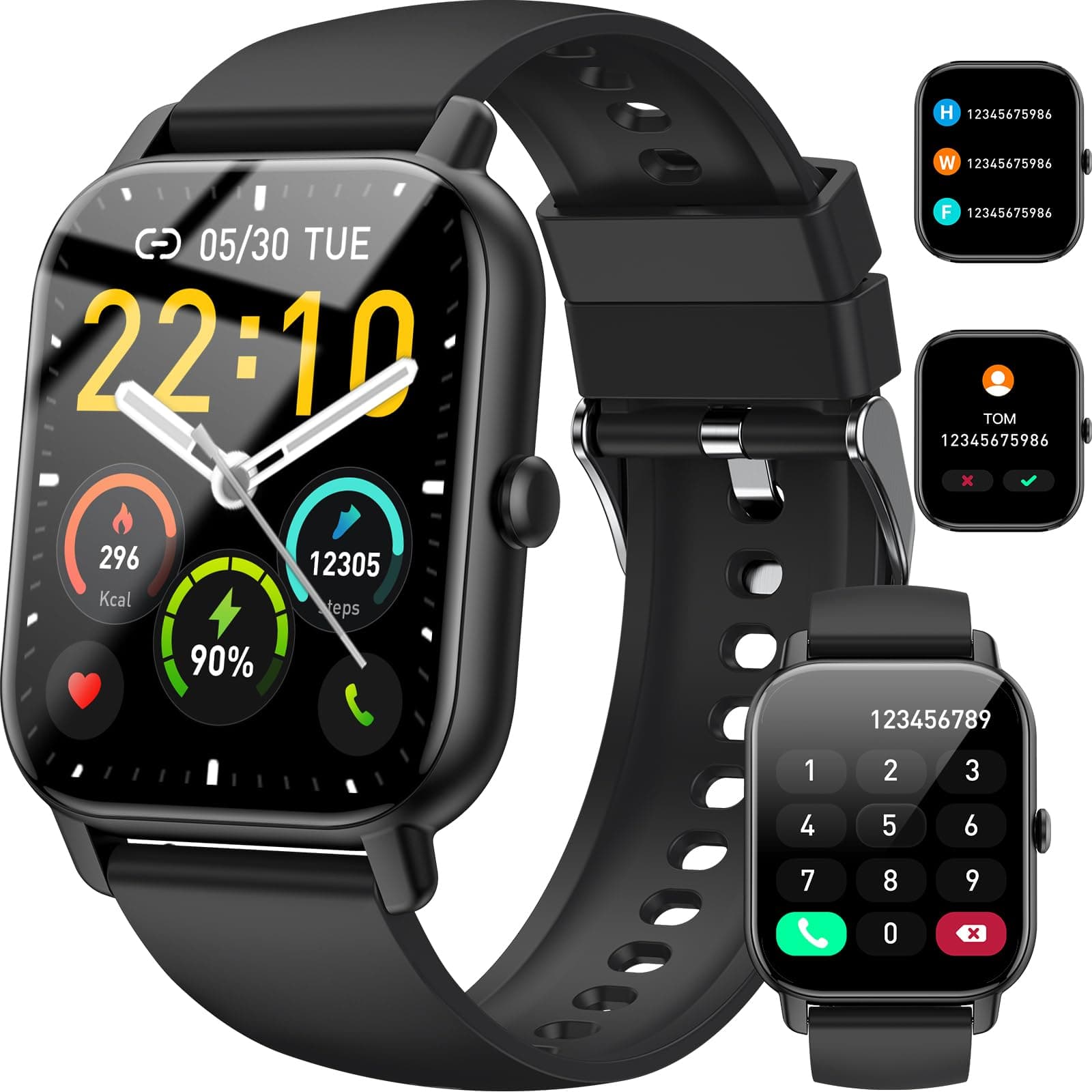 Smart Watch(Answer/Make Call), 1.85" Smartwatch for Men Women IP68 Waterproof, 110+ Sport Modes, Fitness Activity Tracker, Heart Rate Sleep Monitor, Pedometer, Smart Watches for Android iOS, 2024