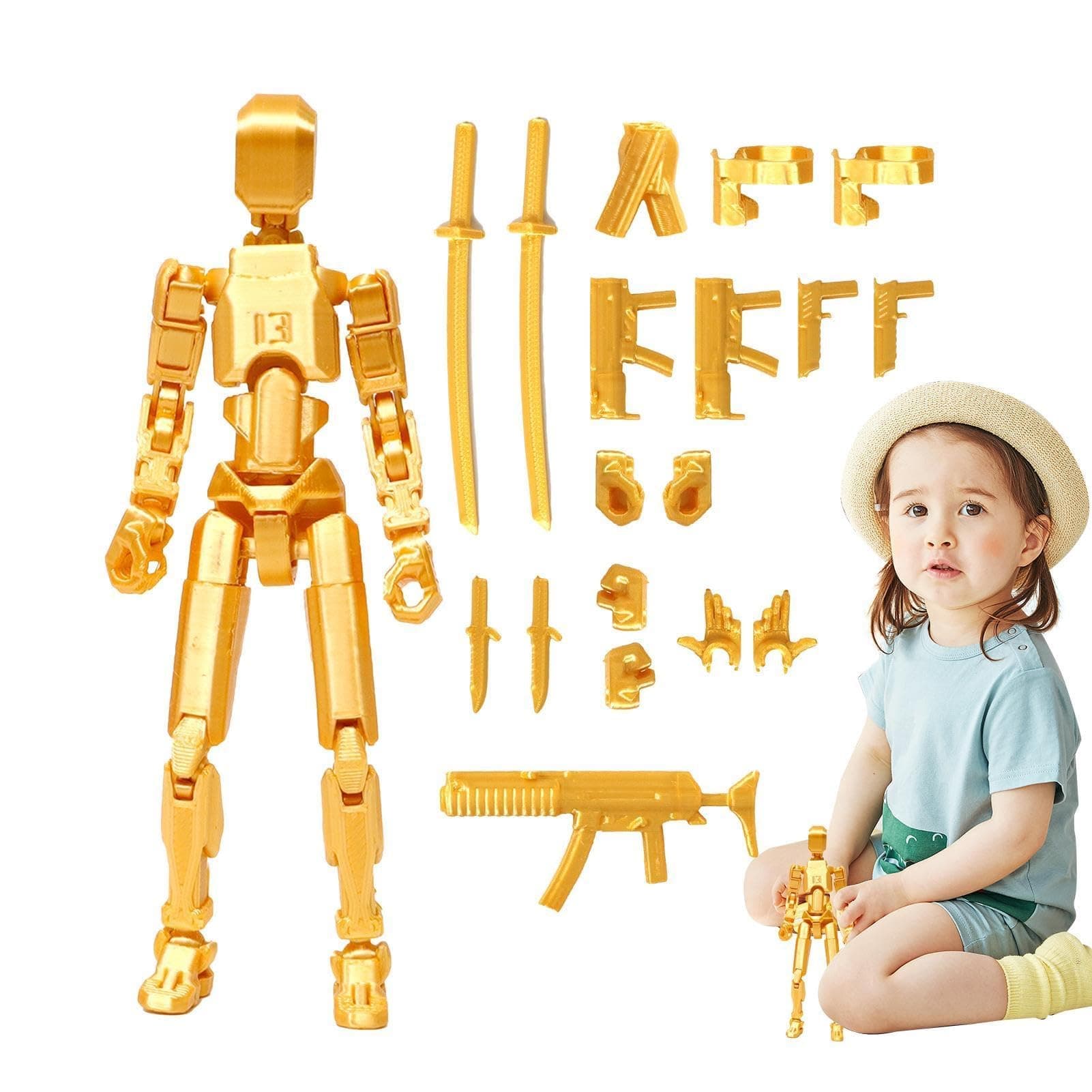 – Titan 13 Action Figure Multi-Jointed Movable Robot 3D Mannequin Toys 3D Printed Action Figures Full Body Mechanical Movable Toy Multiple Accessory Action Figures Desk Decor for Birthday