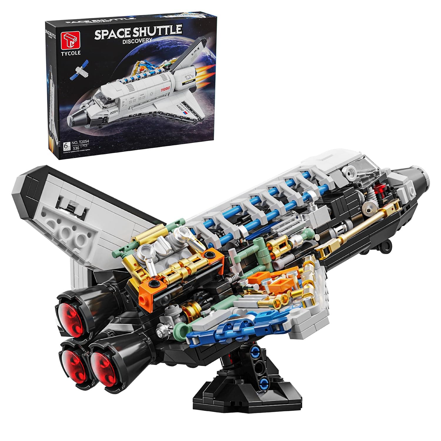 Space Shuttle Building Block Set -Spaceship Building Toy with Stretchable Satellite, Translucent Design Collection for Home Office Decor, Christmas Birthday Gift for Adults & Boys 8-12 (536PCS)