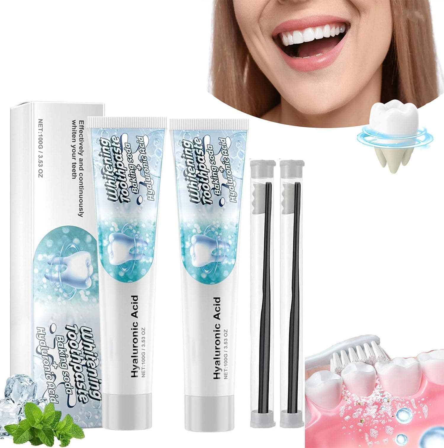 SCO-ban Whitening Toothpaste,Teeth Whitening Toothpaste with Baking Soda,Deep Clean and Stain Removal,Gentle and Effective for Confident Smiles (2 Pcs)