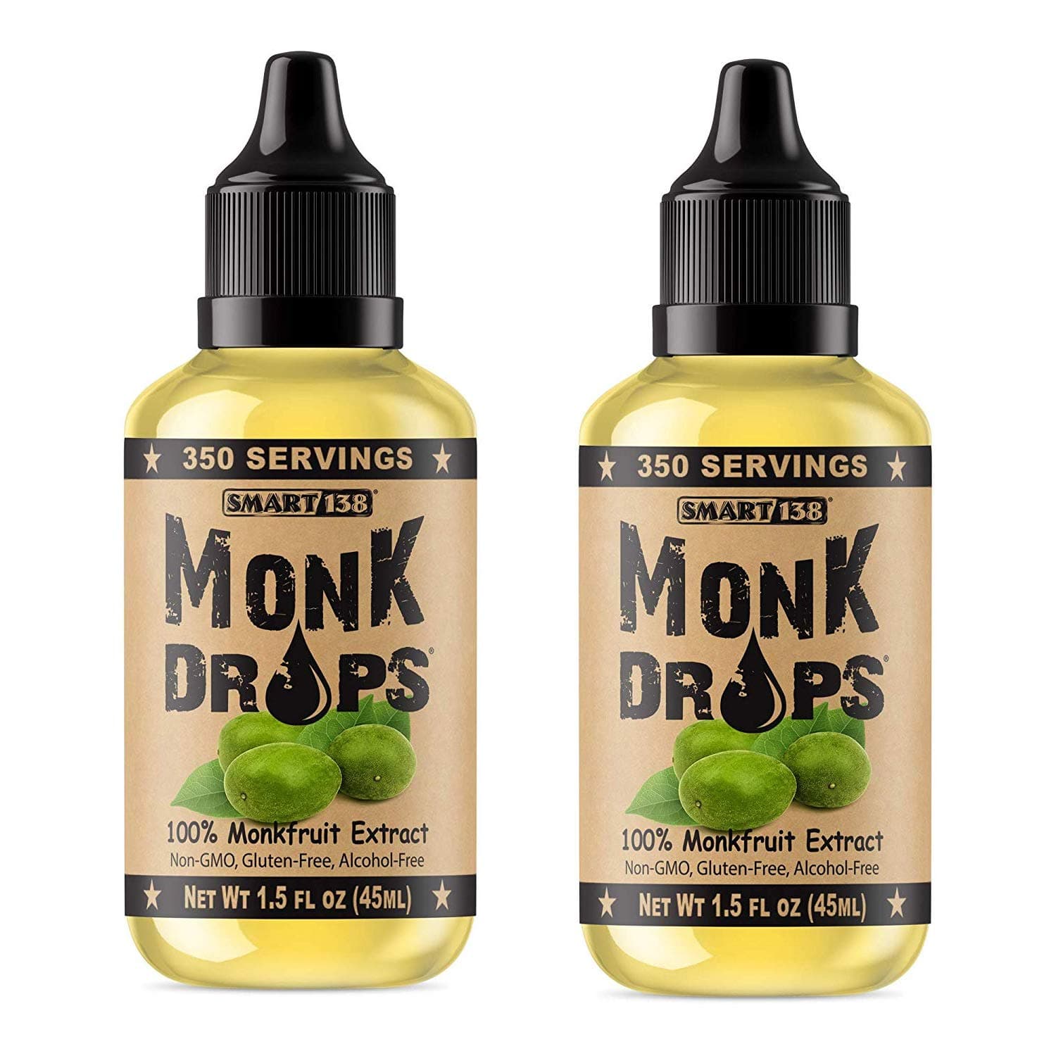 Monk Drops - 100% Monkfruit Liquid Sweetener, Zero Glycemic, Zero Calories, Zero Sugar, No Added Water, Concentrated Monk Fruit (350 Servings) (Original, 2 Pack)