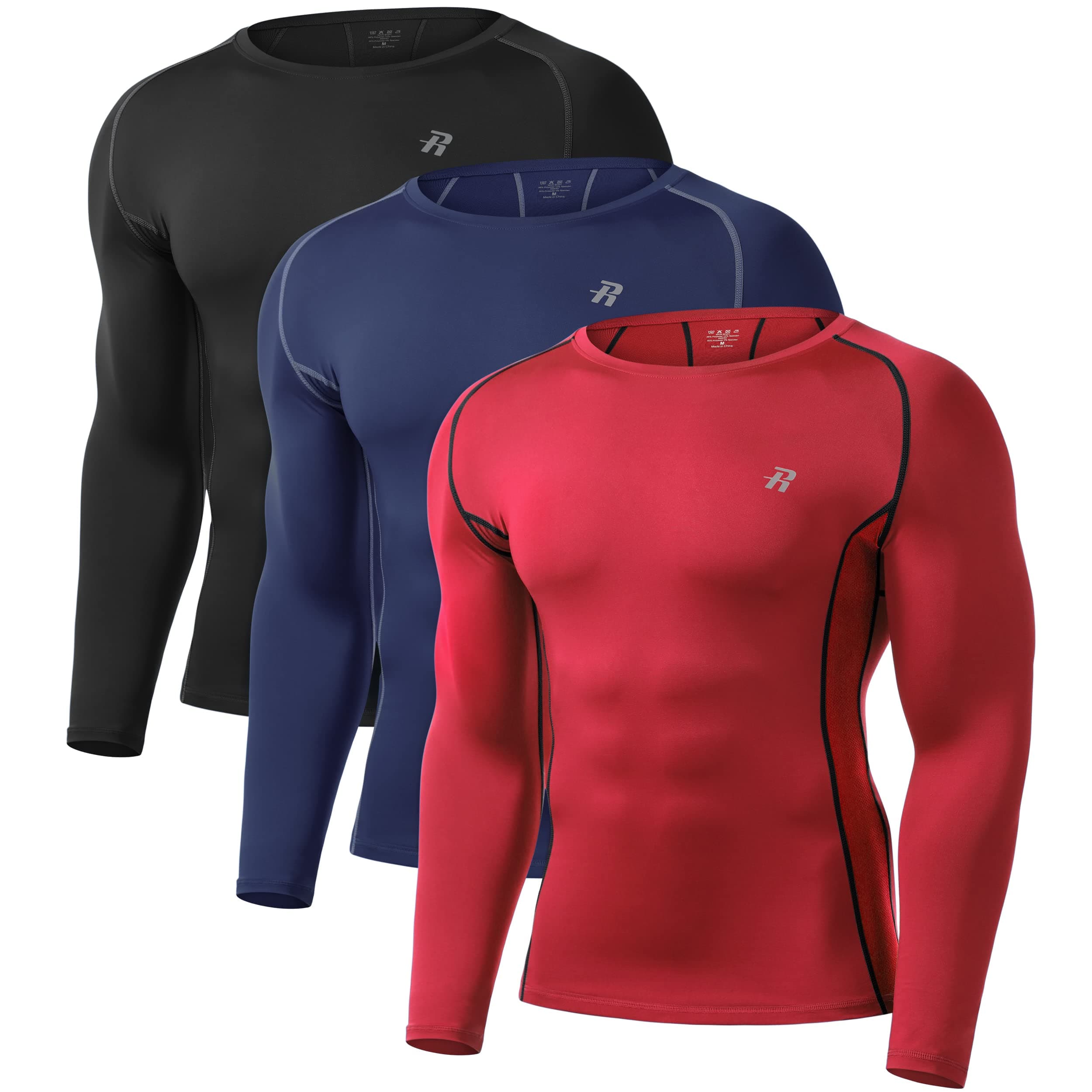 Runhit Compression Shirts for Men Long Sleeve Cool Dry Athletic Workout Tee Shirts Fishing Sun Shirts Sports Thermal Tights