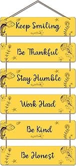Artvibes Quotes Decorative Wall Hanging Ornaments Mdf Wooden Art Decoration item for Home Decor | Living Room | Bedroom | Gifts | Decoration Artwork For Hall | Set of 6(WH_3241N)