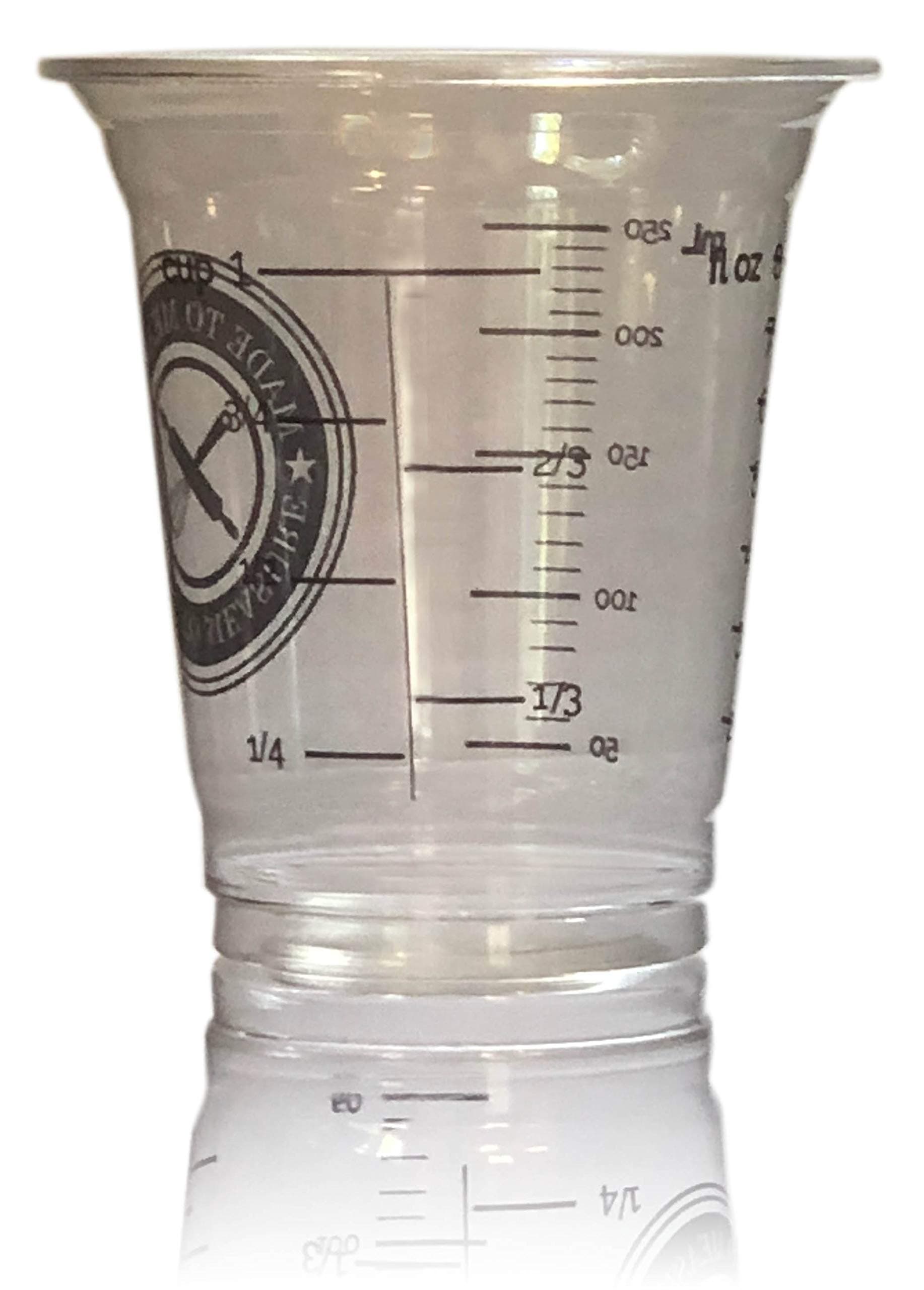 25 8 oz. Clear Plastic Disposable Measuring Cups for Mixing Epoxy, Resin, Stain, Paint …