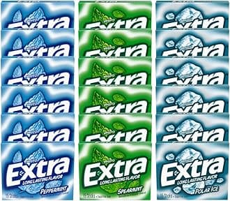 Extrra Sugar Free Chewing Gum, Mint Variety Pack, 15 Sticks (Pack of 18)