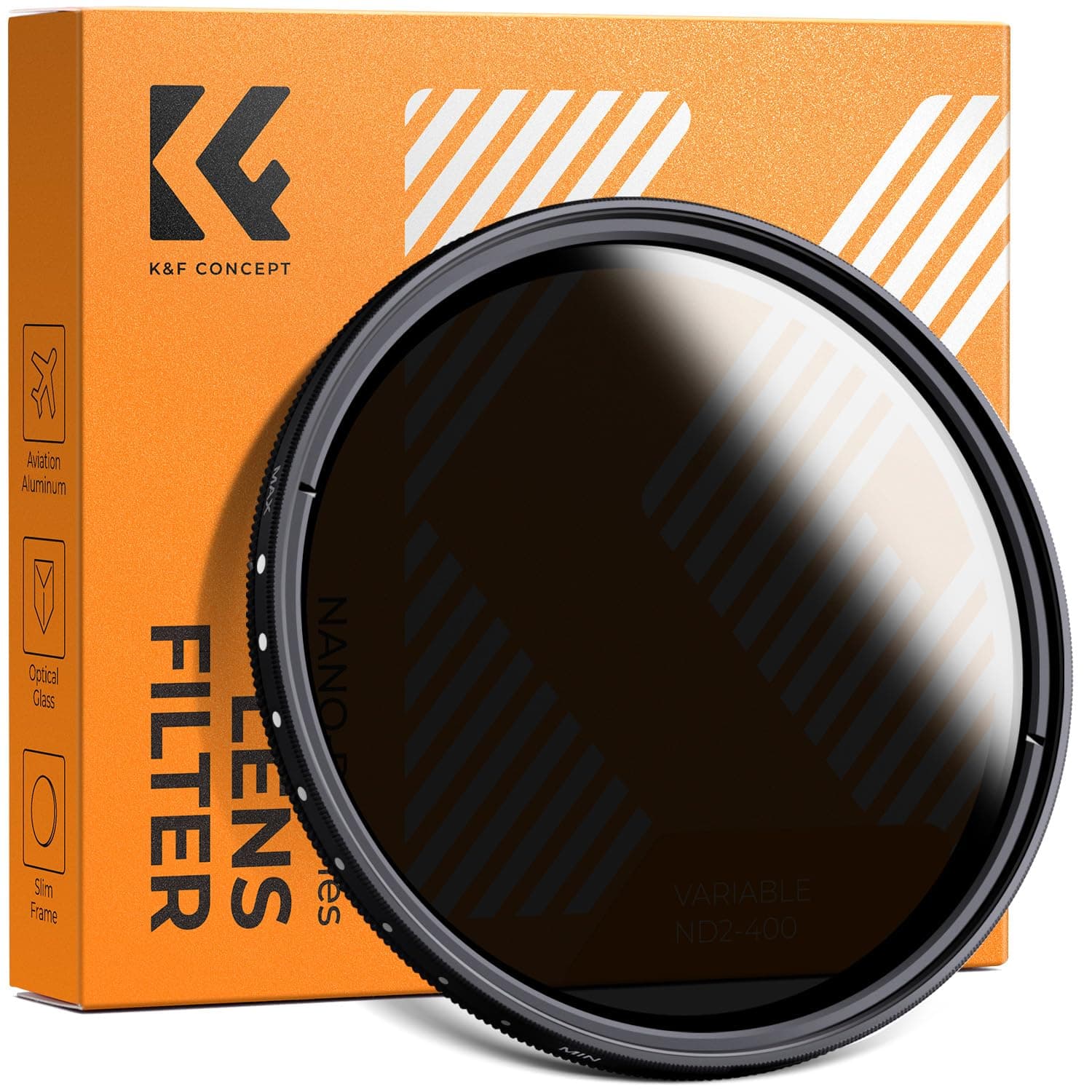 K&F CONCEPT 67mm Variable ND Filter ND2-ND400 Neutral Density Filter Ultra Thin Camera Filter + Microfiber Cloth (67mm ND Filter)