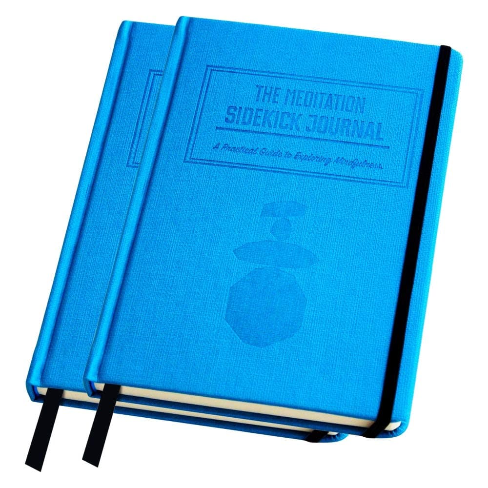 Bundle - Two Blue Meditation Sidekick Journals. A Meditation Book & 90-Day Mindfulness Journal, Happiness Planner and Guided Self-Discovery Gratitude Journal.