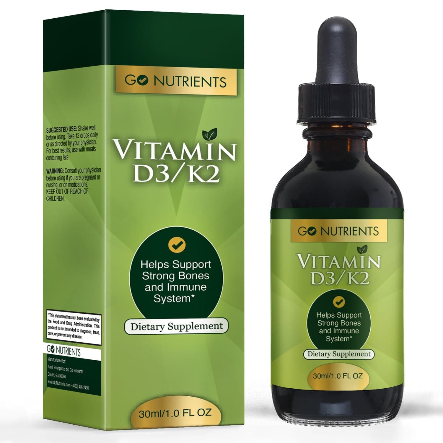 Vitamin D3 K2 Drops – Liquid VIT D Supplement with MK7 for Adults & Kids – High Absorption Sublingual Support for Bone, Cardiovascular, Heart & Immune Health – 1 oz, 90 Servings