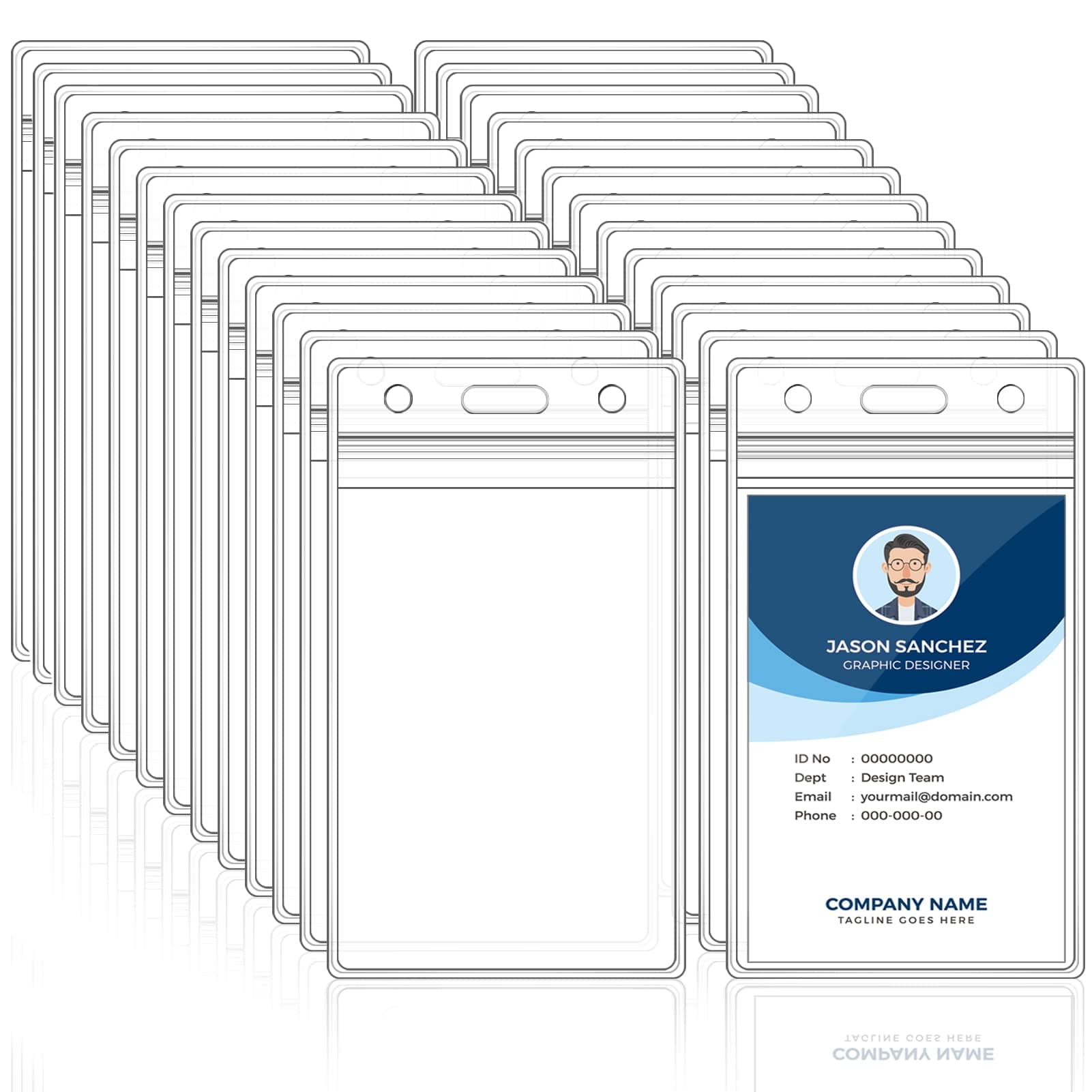 100Pcs ID Badge Holder Vertical Name Tag Holder Clear Plastic Name Badge ID Card Holders with Waterproof Resealable Zip for Office, School, Conference