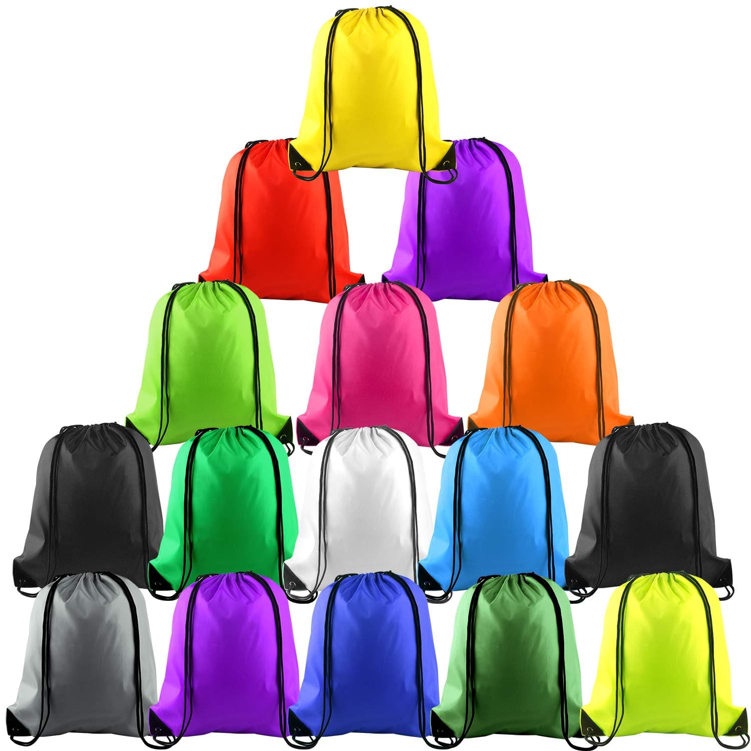 FEPITO Drawstring Bags String Backpack Bulk Sack Cinch Bag Sport Bags for School Gym Traveling