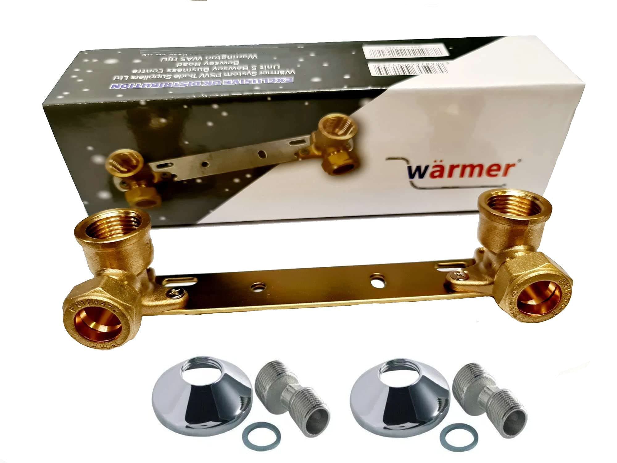15mmx1/2 Concealed Shower Wall Bracket Fitting with S-Connector Adapter, Brass Polished Finish, Wall Mount Installation