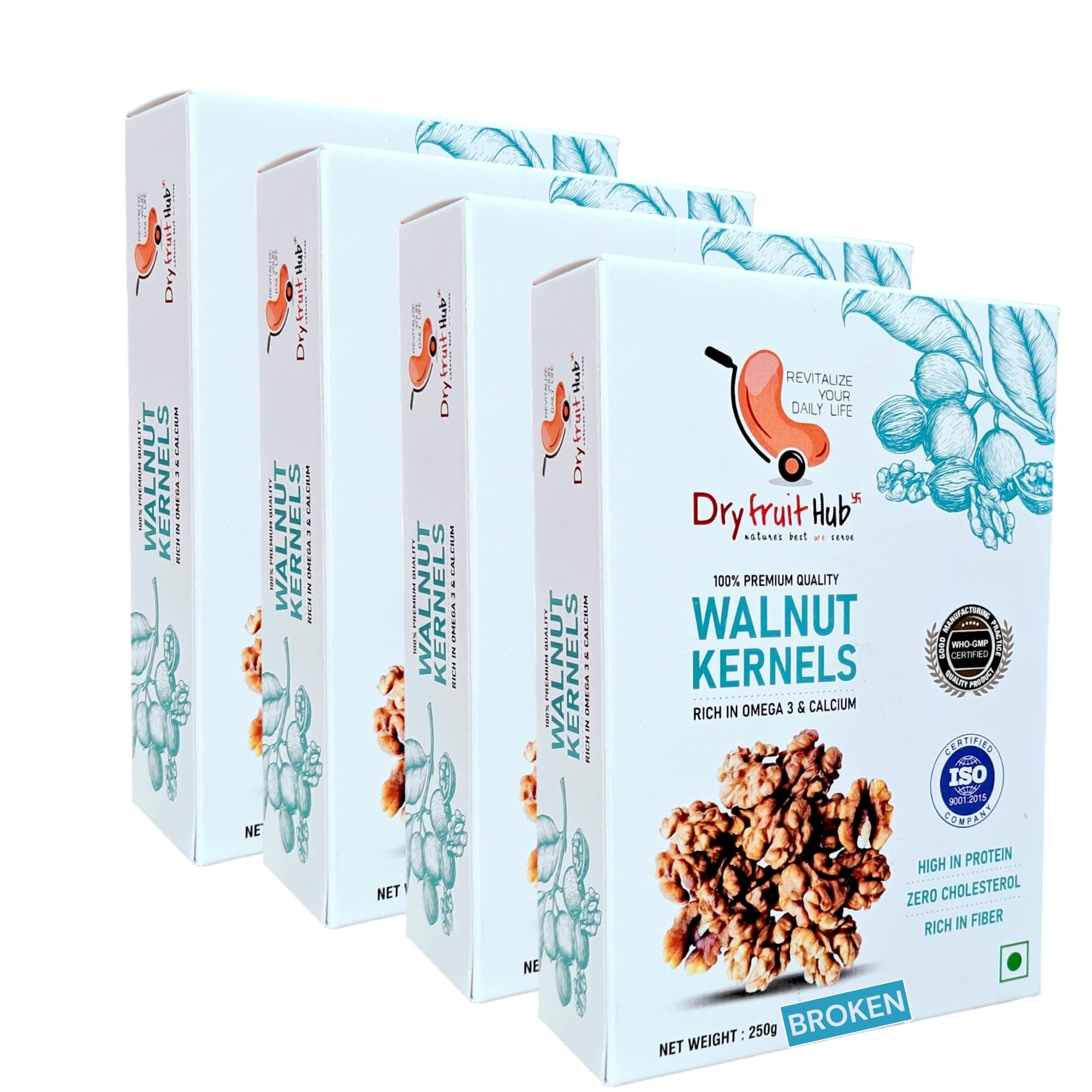 Walnut Kernels 1kg | Walnuts Without Shell Broken | Organic Kashmiri Walnut Kernels Broken Akhrot Giri | Healthy Snacks [ Pack of 4