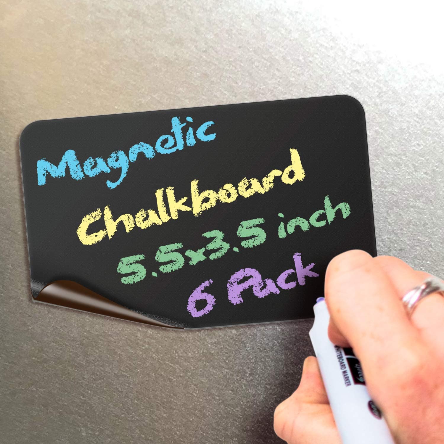 iSYFIXMagnetic Chalkboard Notes - 5.5 x 3.5 inch, 6 Pack, Rectangle - Decorative Magnet Blackboard for Fridge, Kitchen Organizer, Decor, Office, Grocery Lists, Metallic Boxes, Storage and More