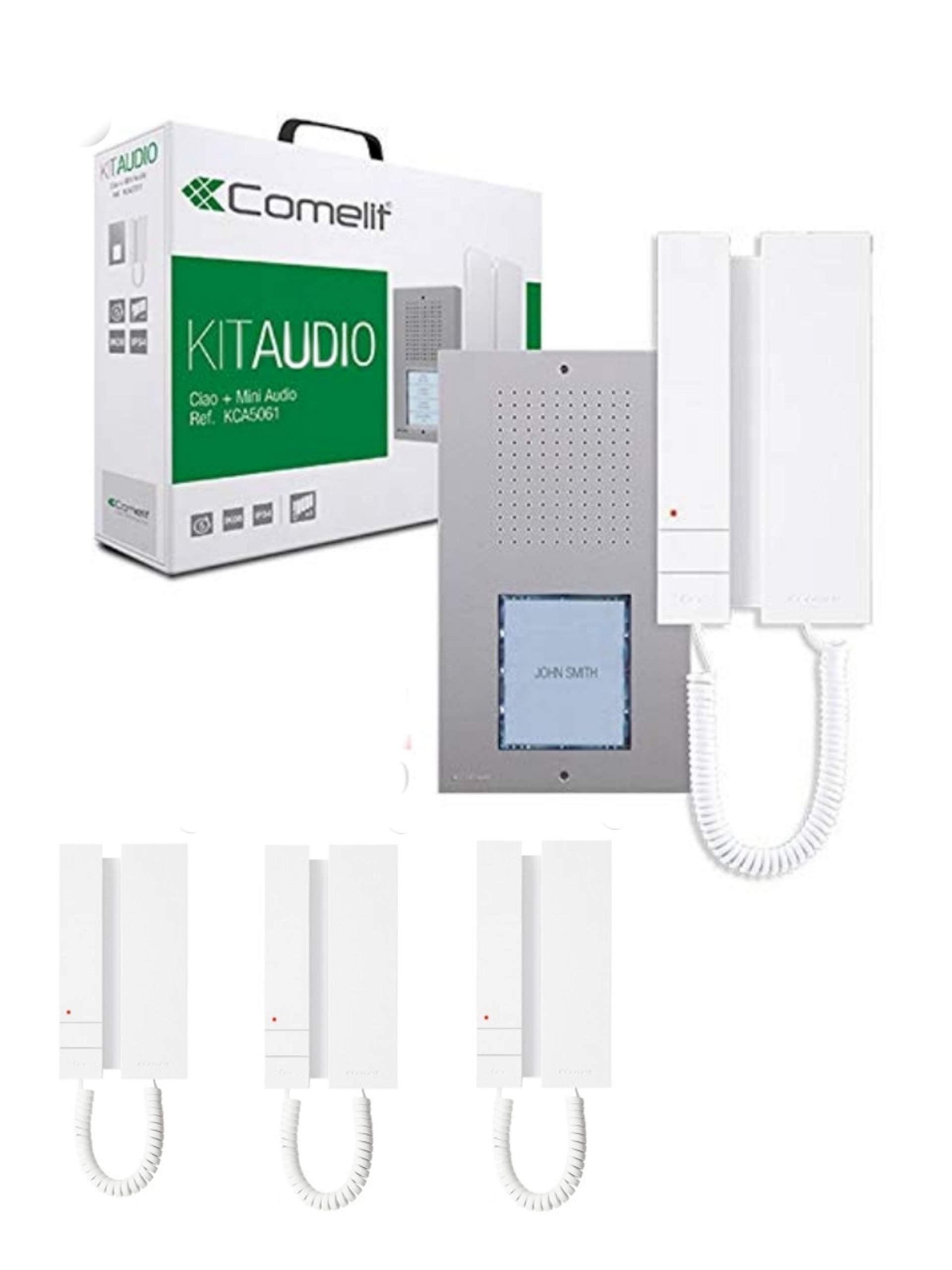 Comelit Mini 2 Wire Intercom Kit KCA2061 4 users, 4 calls with 4 handsets.