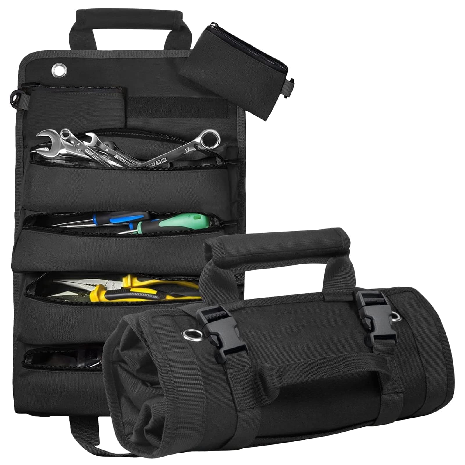 Tool Bag Organizer with Detachable Pouches Heavy Duty Roll Up Tool Bag: Includes 6 Tool Pouches - Ideal Gifts for Mechanics, Electricians, and Hobbyists