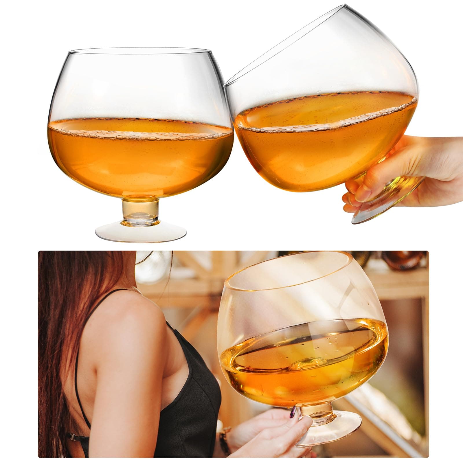 2 Pieces 2000 ml Huge Brandy Glass 67 Oz Oversized Brandy Cognac Snifter Glasses Dishwasher Safe Fish Bowls for Drinks Large Capacity Bar Wine Surprised Drinkware for Party Restaurants Wedding Home