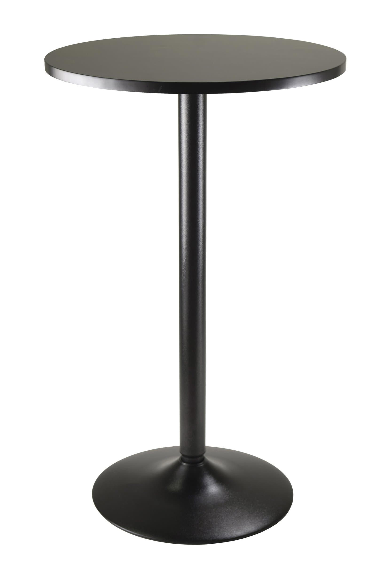 Winsome Obsidian Pub Table Round Black Mdf Top with Leg And Base - 23.7-Inch Top, 39.76-Inch Height
