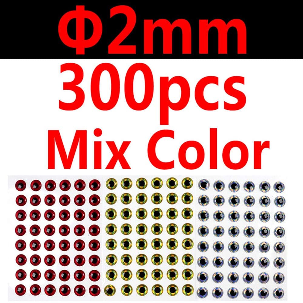 wifreo 300PCS 3D Bionic Fish Eyes Fly Tying Material Lure Eyes 2mm 3mm 4mm 5mm 6mm 7mm 8mm 9mm 10mm