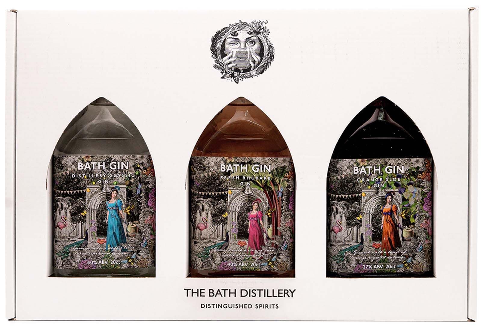 BATH GIN20cl Gin Gift Set – 3 Flavours: Distillery Classic, Fresh Rhubarb, and Orange Sloe, Handcrafted Gins for Gifting, Gift Set, Smooth Flavours