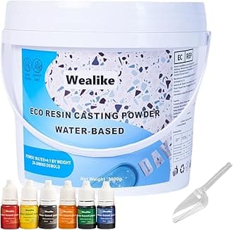 Eco Resin Casting Powder 6.6lbs/3000G,Water-Based Ceramic Resin Plaster with 6PCS Pigments,20-30 Minutes Demold.Easy Mix for Home Decor &DIY Art