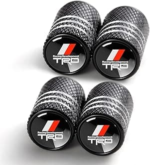 Tire Valve Stem Cap Cover for Toyota TRD Sequoia Tundra Tacoma 4Runner Trucks Belt O-Ring Seal Corrosion Resistant tire Valve caps 4 Pack Black