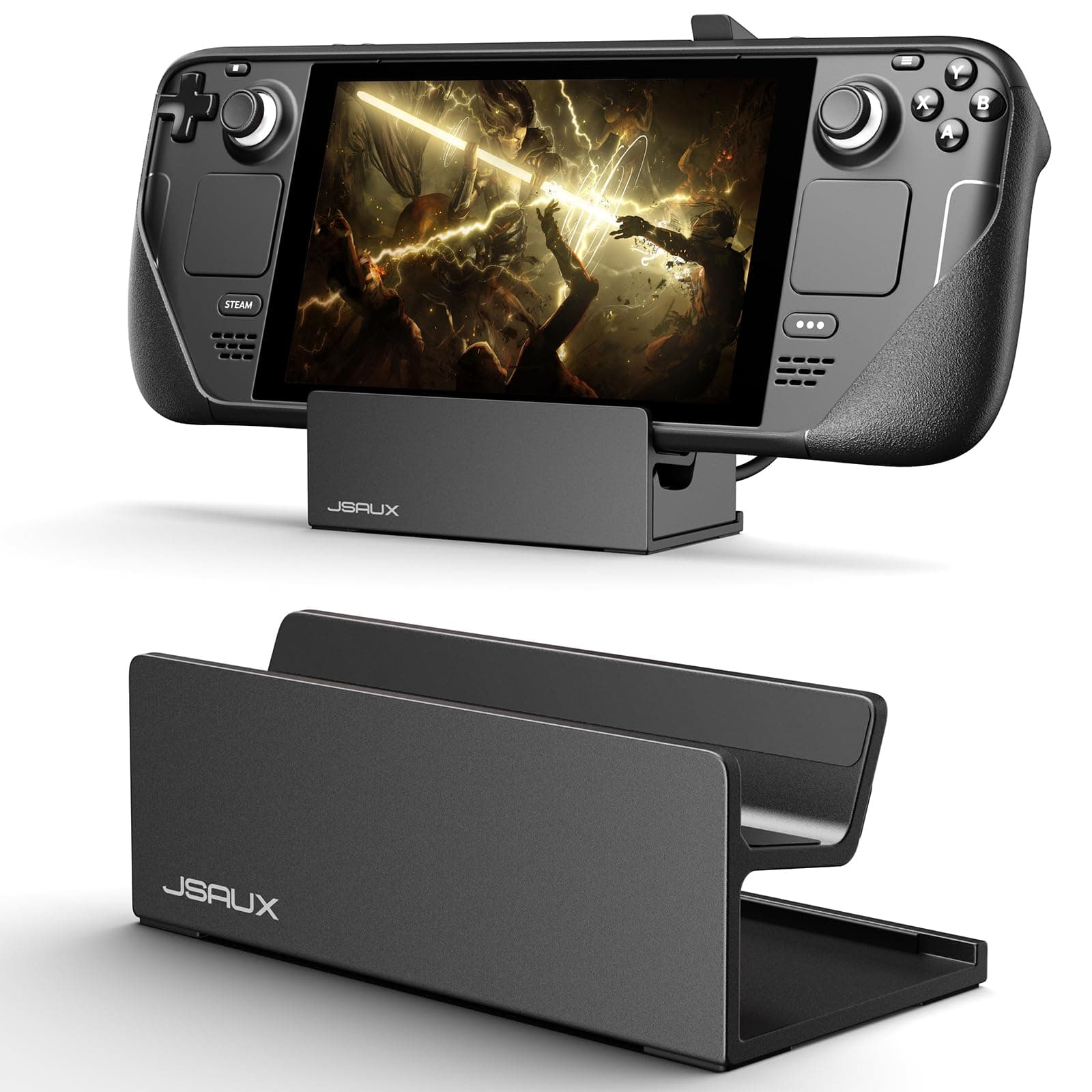 Stand for Official Steam Deck Dock/ROG Ally with Case, Frosted Aluminum Alloy, Anti-Slip Holder