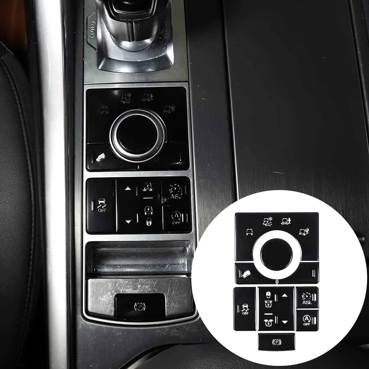 YIWANG Aluminum Alloy Modified Center Console Multimedia Control Button Knob Trims Cover Stickers for Land Rang Range Rover Sport 2014-2016 (Black)