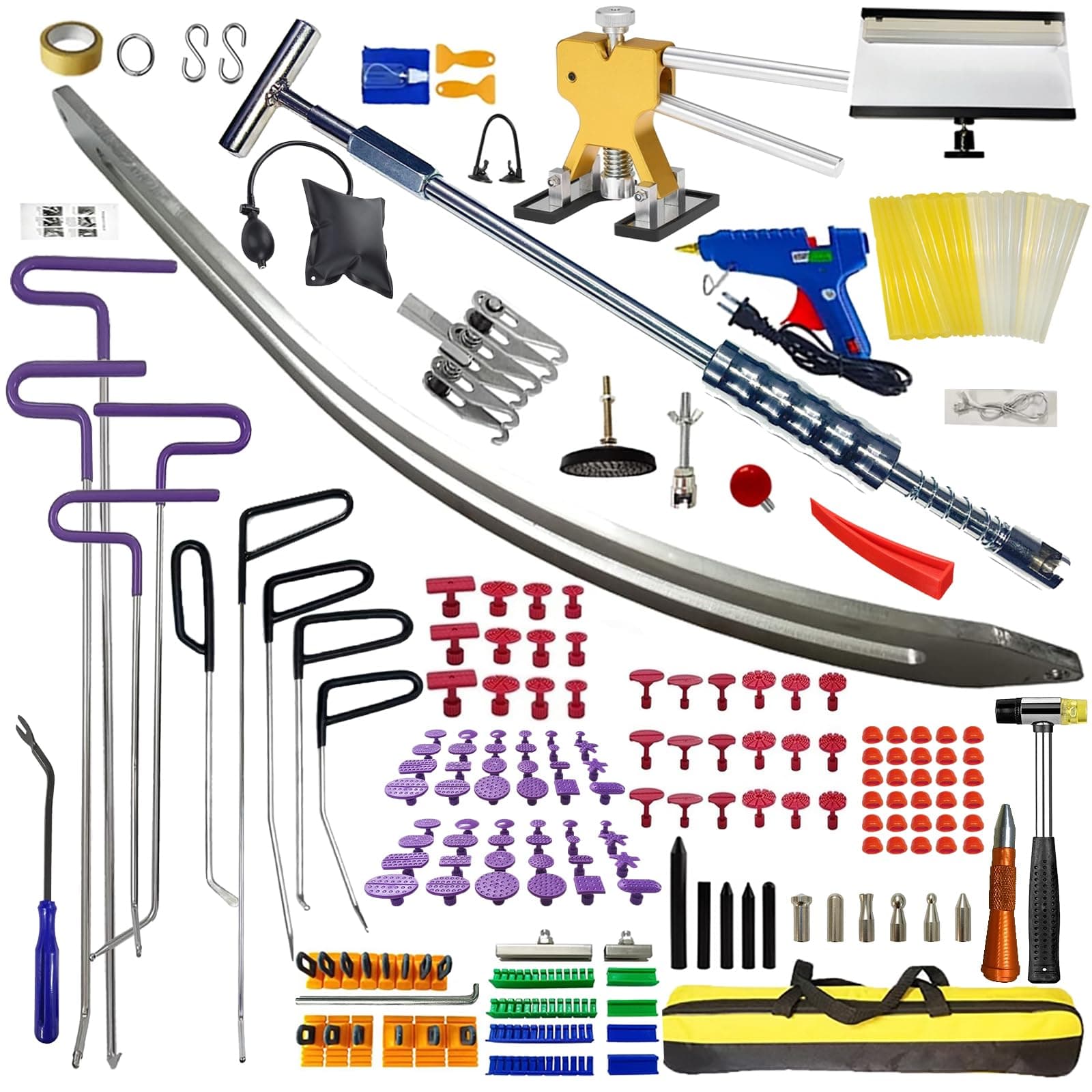 182pcs/set Car Dent Dings Repair Puller Kit, Paintless Dent Removal Tools, Hail Damage Repair Tool,Dent Remover Big Tools Set for Auto Dent Repair Tools Shop
