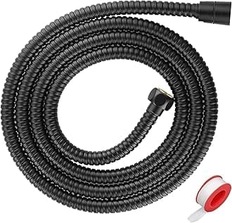 Extra Long Shower Hose - Stainless Steel Attachment for Handheld Shower Head, All Metal Kink-Free Extension with Brass Insert and Nut (79", Black)