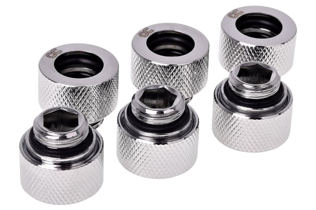Alphacool 17380 HT 12mm HardTube compression fitting G1/4 - knurled - chrome sixpack Water cooling Fittings