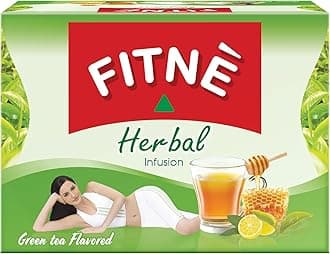 FITNÈ Green Tea Herbal Honey Lemon With Garcinia Senna Infusion Gentle Detox Cleanse High Antioxidant No Calories Stevia Sweetener, 15 Tea Bags