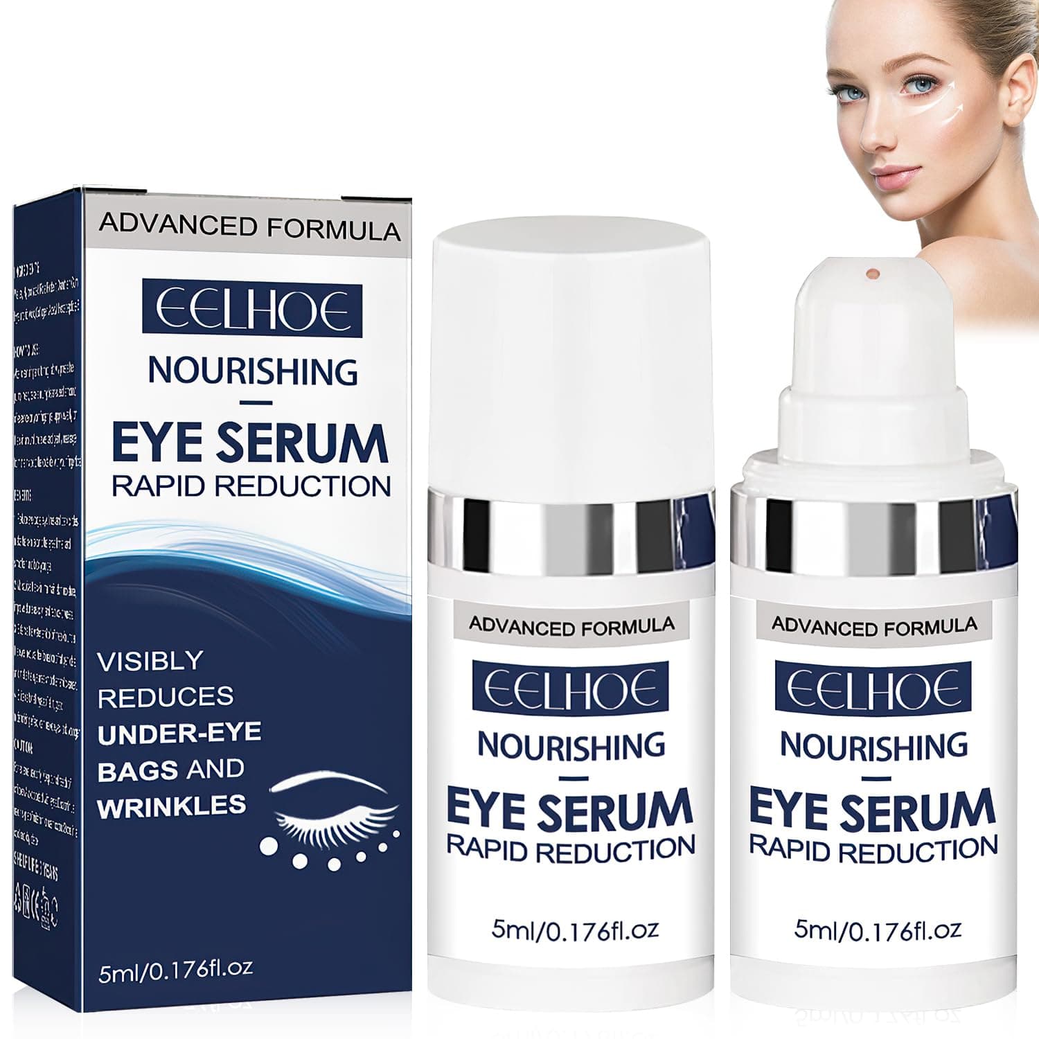 2Pcs Rapid Reduction Eye Serum - Advanced Formula Anti Wrinkle- Instantly Eliminates Dark Circles, Visibly Reduces Under-Eye Bags, Eye Moisturizing Essence to Reduce Eye Wrinkles