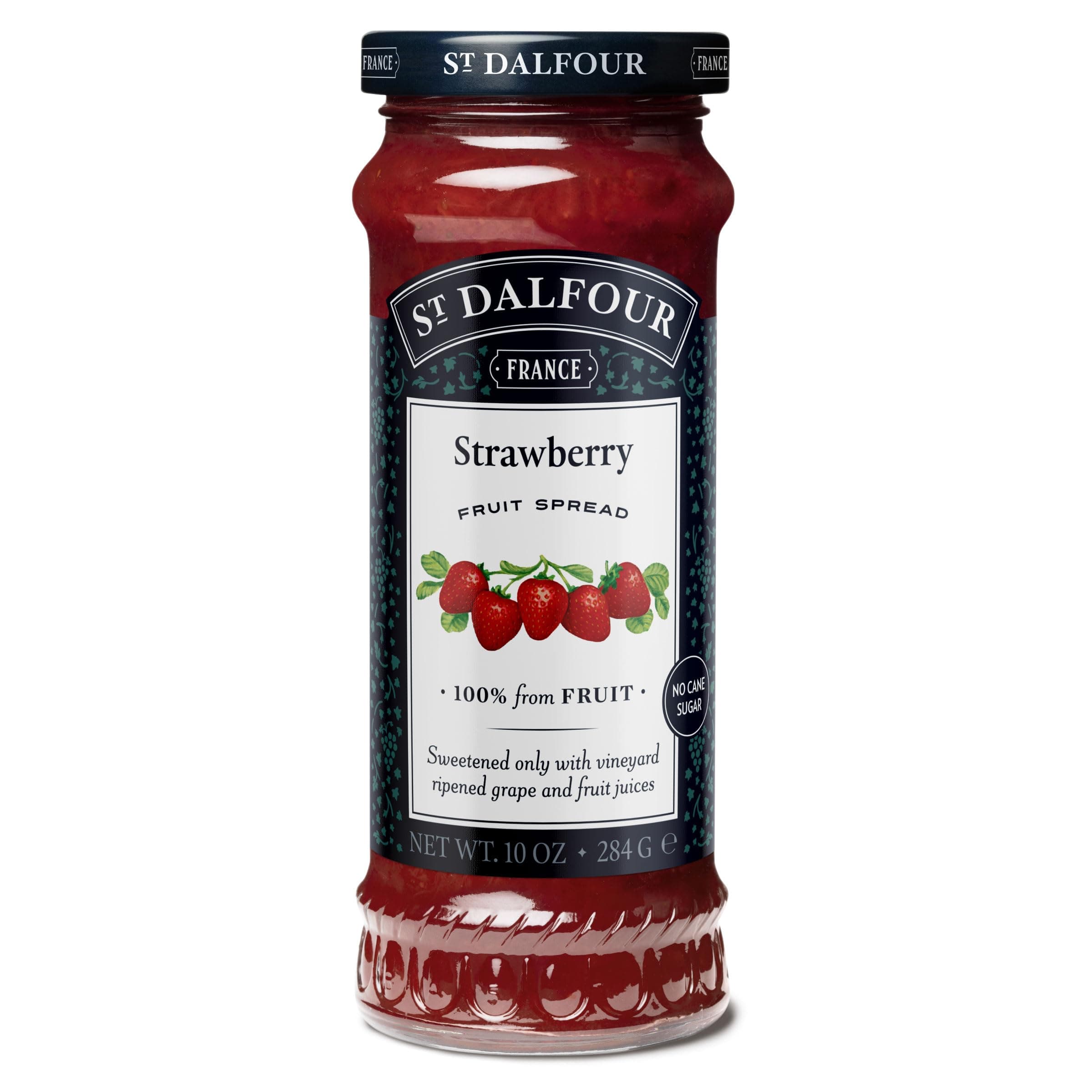 St. Dalfour Strawberry Fruit Spread - 10oz - 100% from Fruit, No Artificial Ingredients, Non-GMO, No Cane Sugars, All Natural, Made in France
