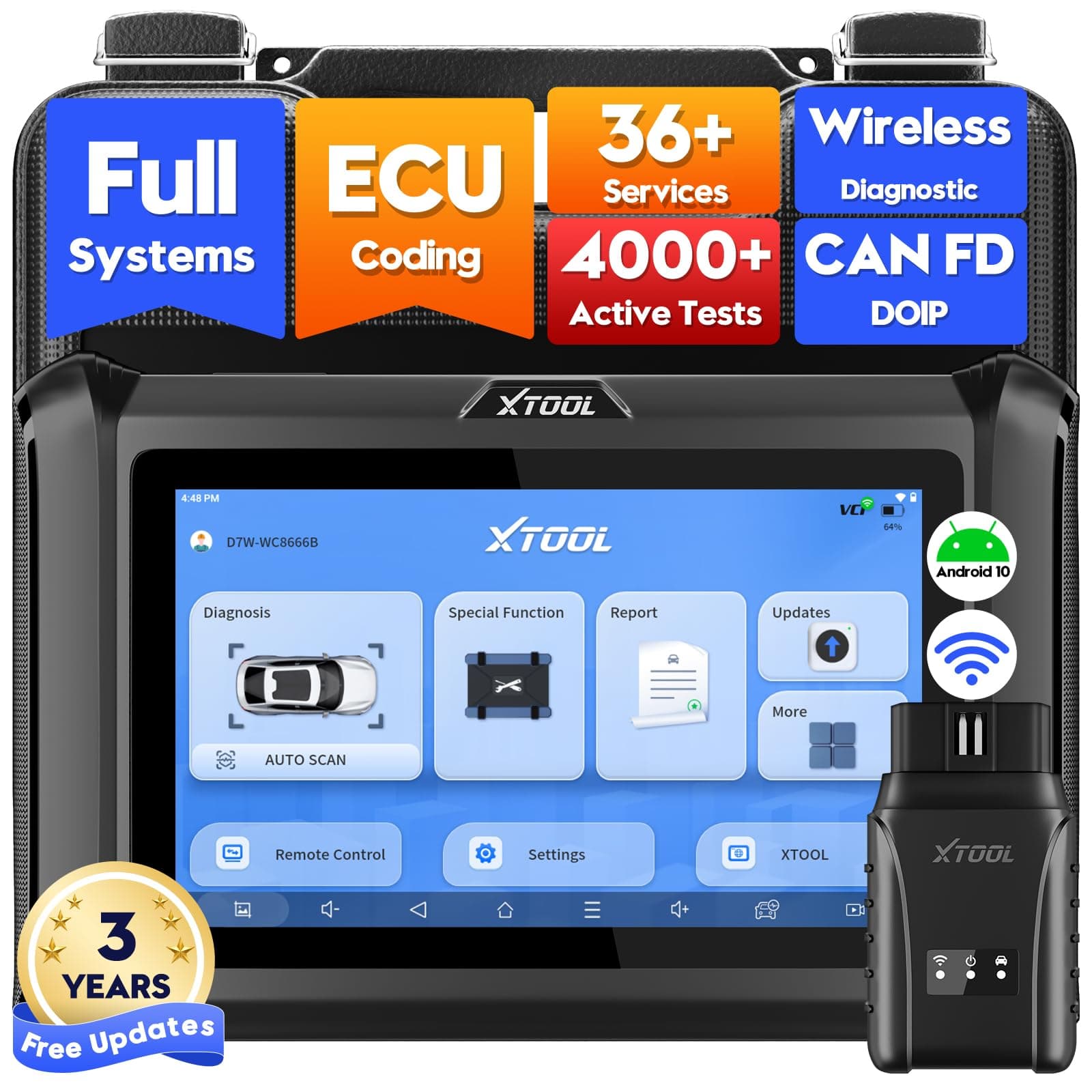 D7W Wireless OBD2 Scanner Diagnostic Tool 2026 Upgraded Ver. of D7, Bidirectional Scan Tool, ECU C0ding, 39+ Resets, CAN FD & DoIP, All System Scanner for Car with 3-Year Update