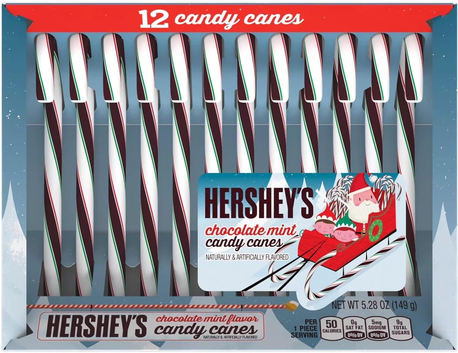 HERSHEY'S Chocolate Mint Candy Canes, 5.8 Ounce Box (1 Count)