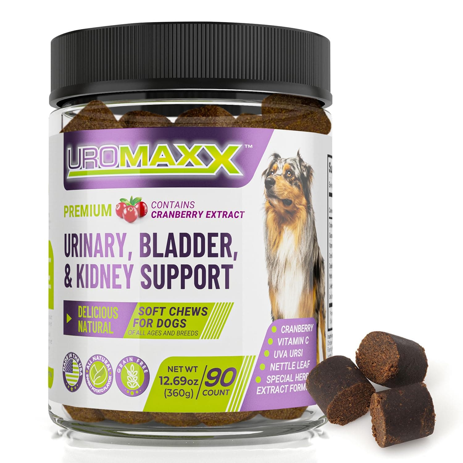 Uromaxx for Dogs, Urinary, Bladder & Kidney Support Soft Chews, All Ages & Breeds, Non GMO, Made in the USA, 90 Count, 1 Pack