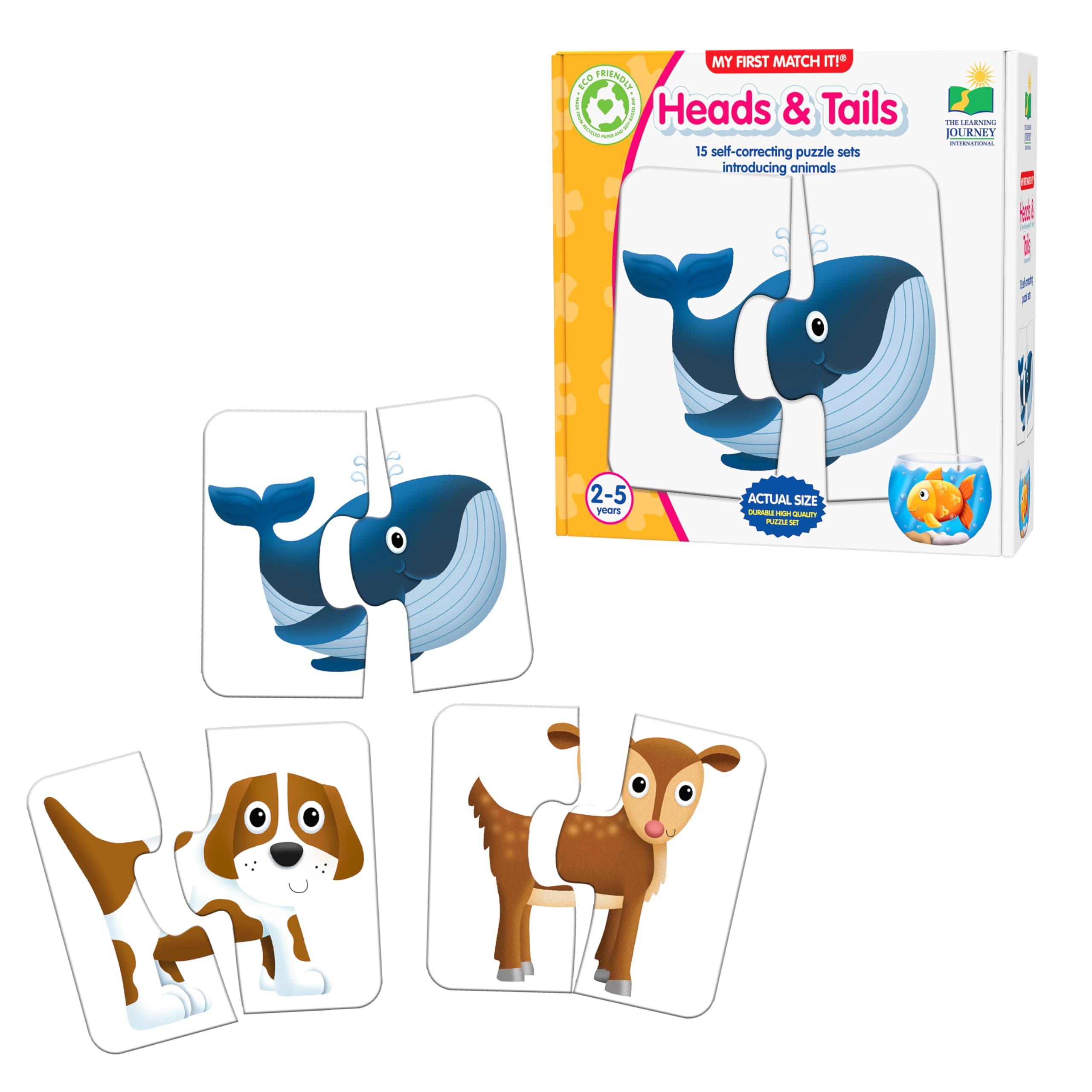 My First Match It - Head and Tails Puzzle For Kids - Helps Interactive Child Development, Problem-Solving and Confidence Skills - 15 Self-Correcting Puzzle Sets - For 2+ Years