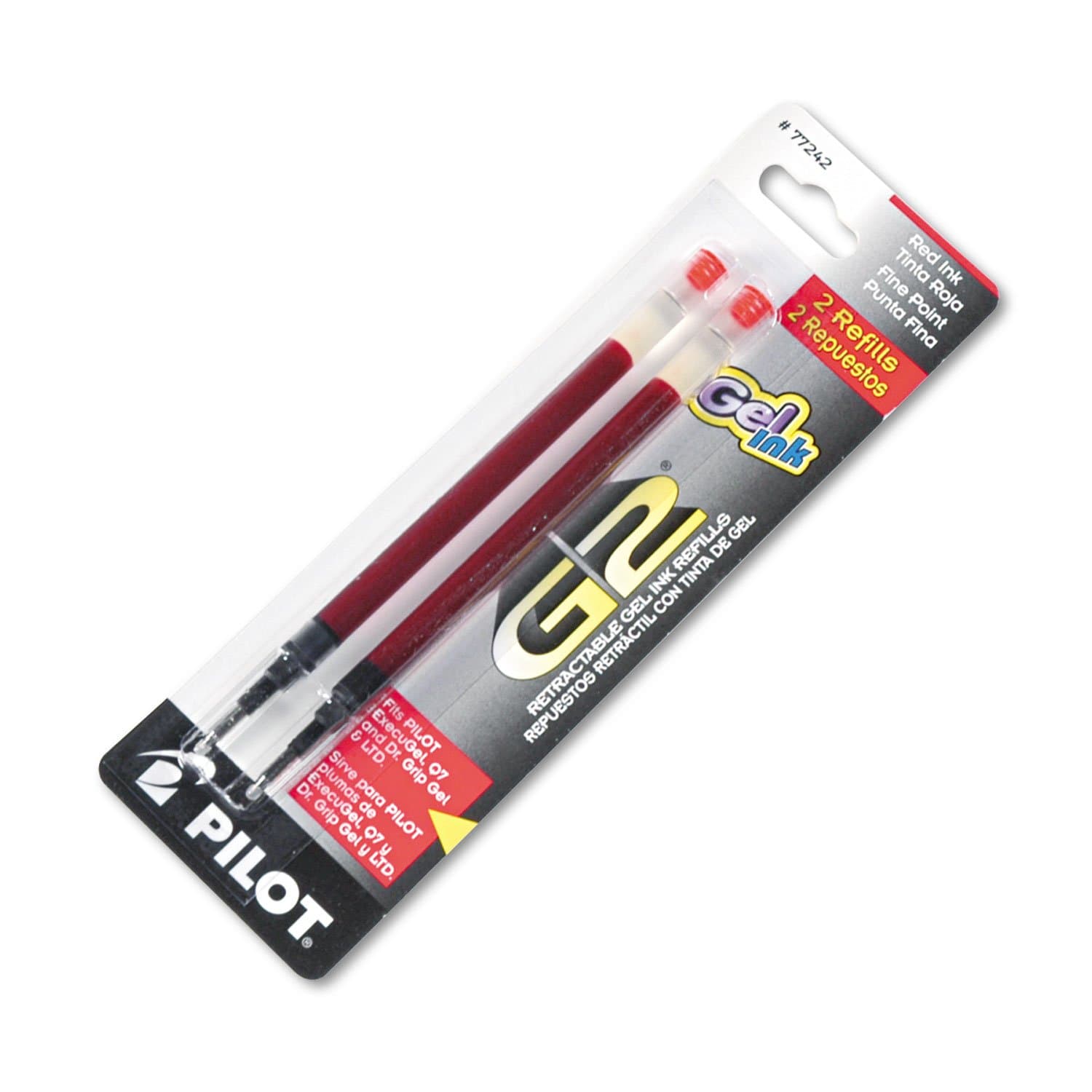 G2 Gel Ink Refills, Fine Point 0.7 mm, Red, Pack of 2