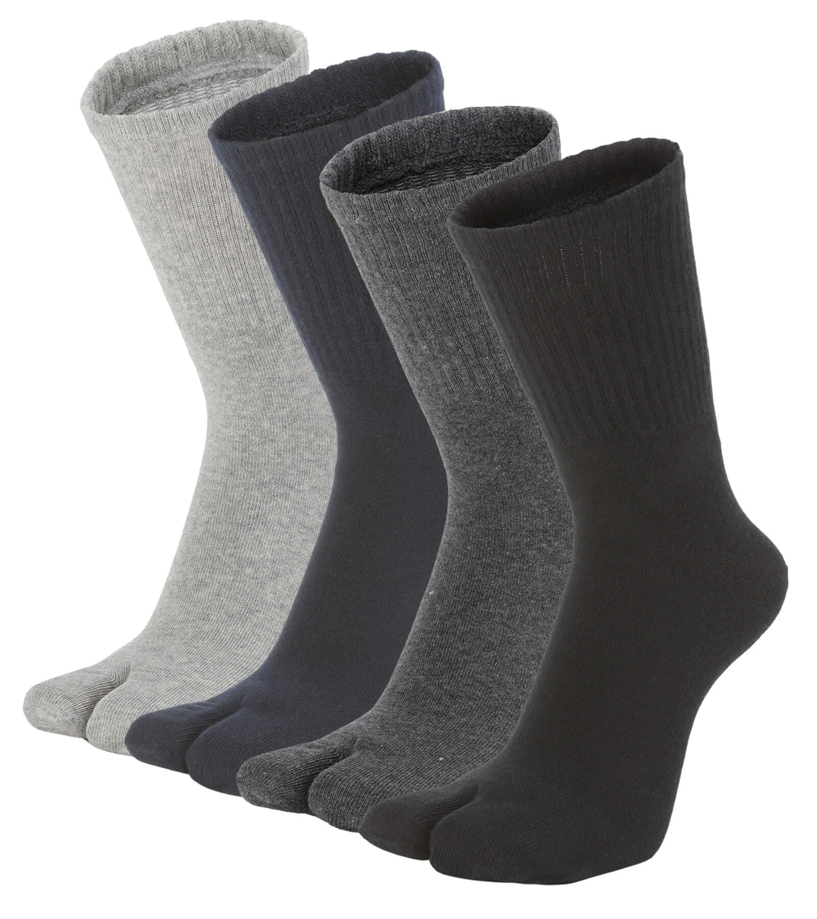 Tabi Socks, Split Toe Flip Flop Socks High Crew for Men and Women Cotton Pack of 4