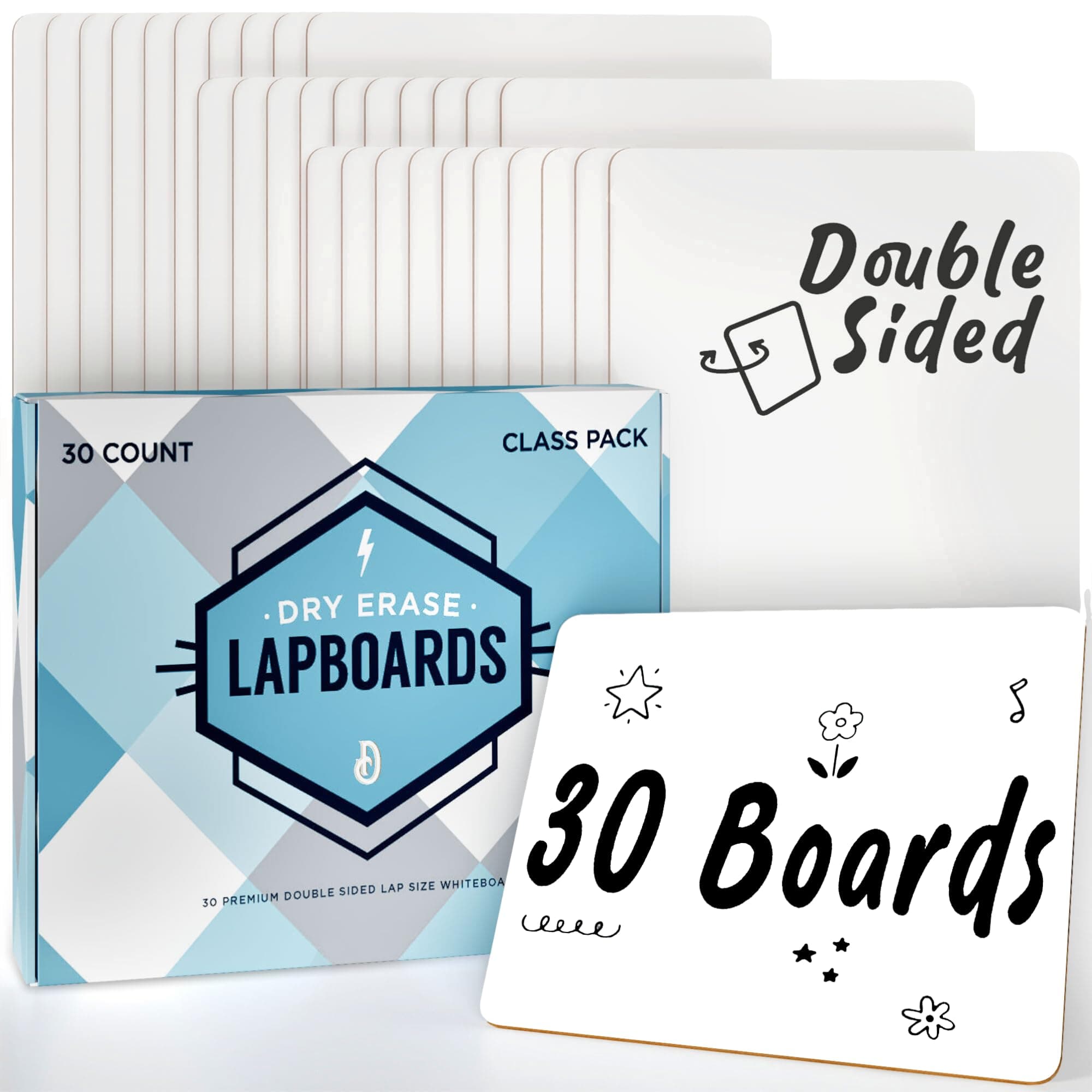 Dry Erase Boards [30pc Double Sided] Lapboards with ClearWipe Coating! Small White Boards - 9" x 12" Mini White Boards for Students, Classroom Teacher Supplies