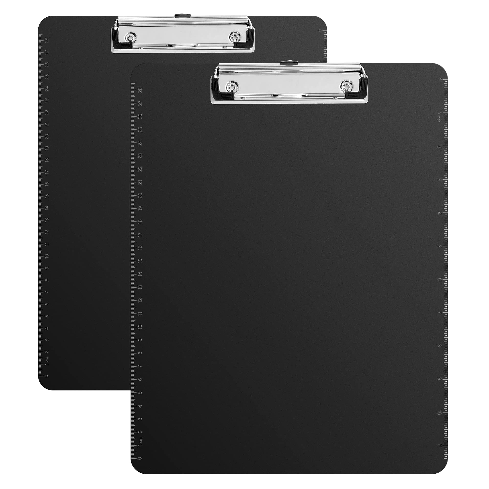 Amazon Basics Sturdy Plastic Clipboards, Low Profile Clip, Lightweight Versatile Office Supplies for Classrooms, Restaurants, Doctor Offices, Black, 2-Pack