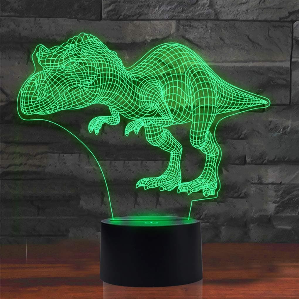 AZIMOM 3D Illusion Lamp Night Light 7 Colors Changing Nightlight for Bedroom Smart Touch Sensor Optical Illusion Bedside Lamps Home Decoration Kids Boys & Girls Women Birthday Gifts (Dinosaur)