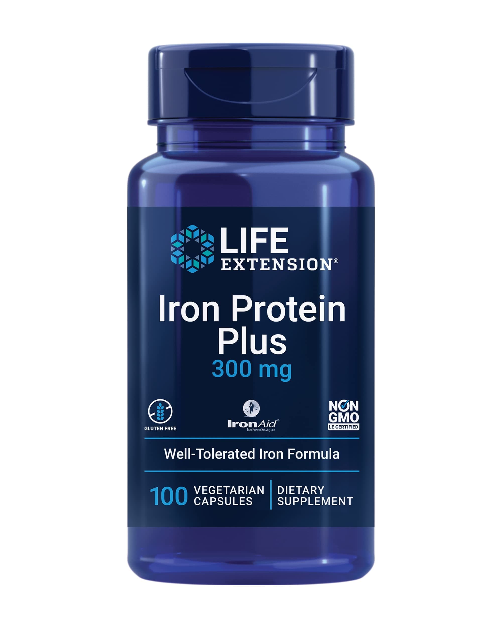 Iron Protein Plus, Iron Protein succinylate, absorbable Iron Supplement for Whole-Body Health, Non-GMO, Gluten-Free, Vegetarian, 100 Capsules