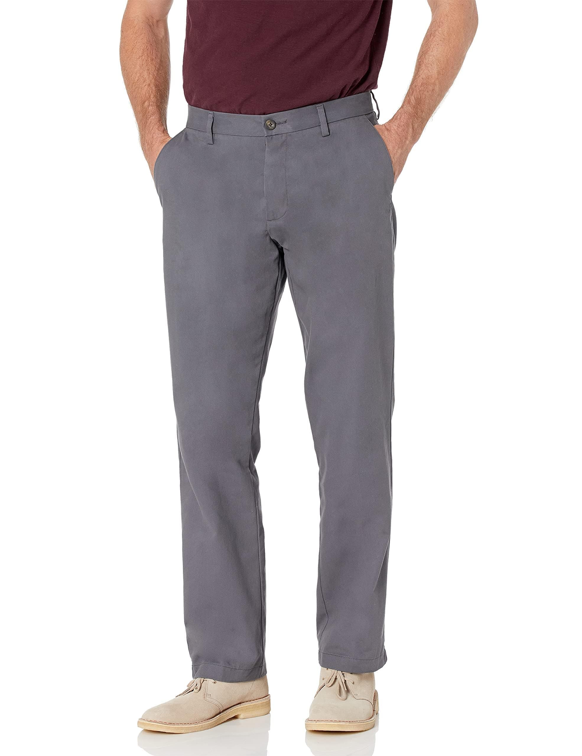 Men's Classic-Fit Wrinkle-Resistant Flat-Front Chino Pant (Available in Big & Tall), Grey, 30W x 30L