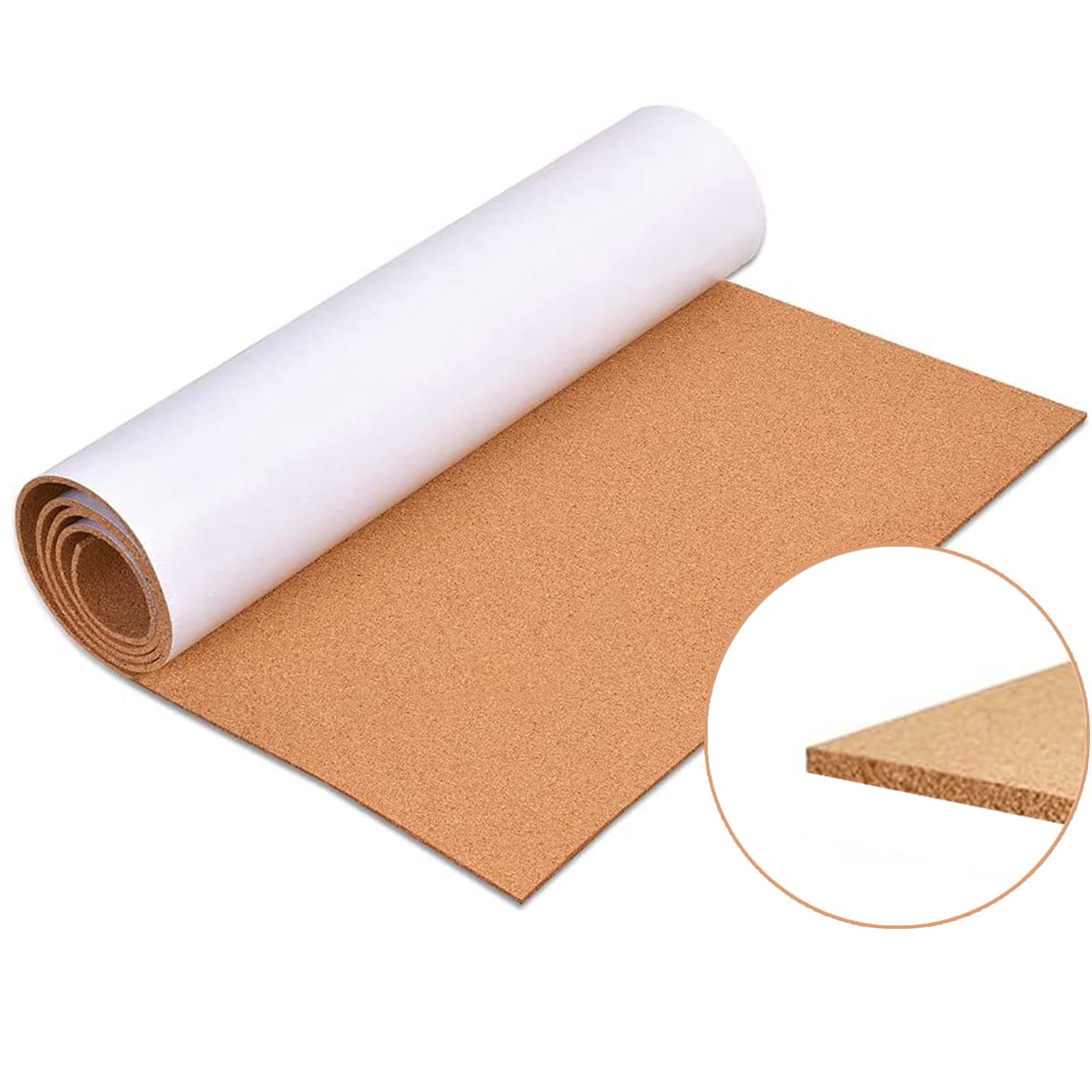 Self-Adhesive Cork Board Roll, 1/8" Thick Cork Boards for Walls, 20"x16" Cork Board Rolls Bulletin Boards for Home School Officel(3mm,Roll,20")